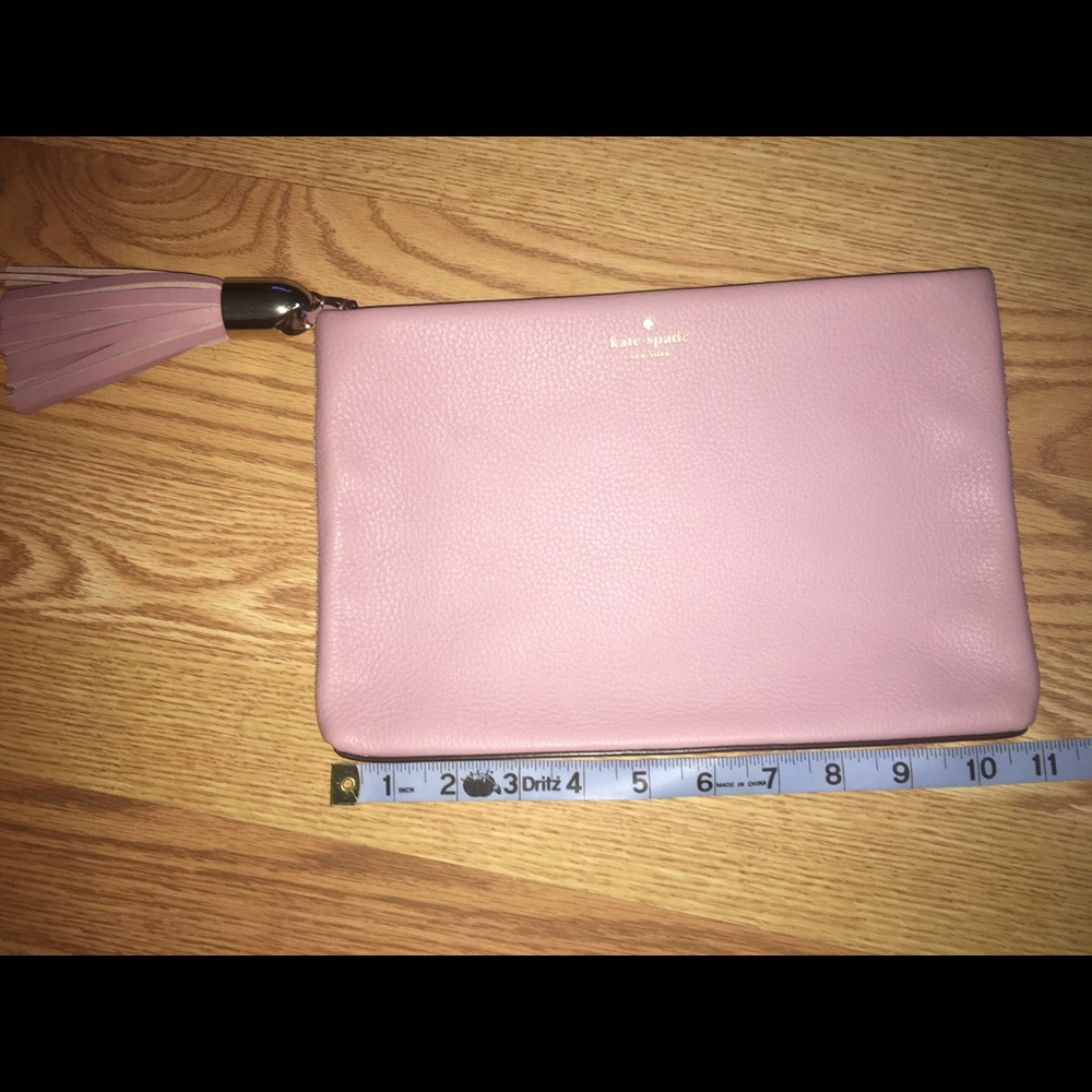 NWOT kate spade large leather clutch w/ tassel